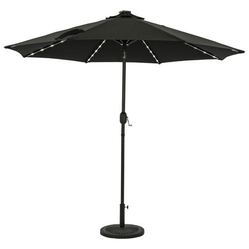 Island Umbrella Mirage II 9 ft. Octagon LED Market Patio Umbrella - Black