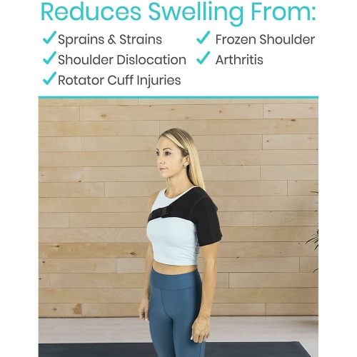 Shoulder Support Adjustable Fit Sleeve Wrap, Relief for Shoulder Injuries and Tendonitis