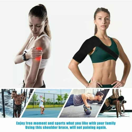 Shoulder Support Adjustable Fit Sleeve Wrap, Relief for Shoulder Injuries and Tendonitis