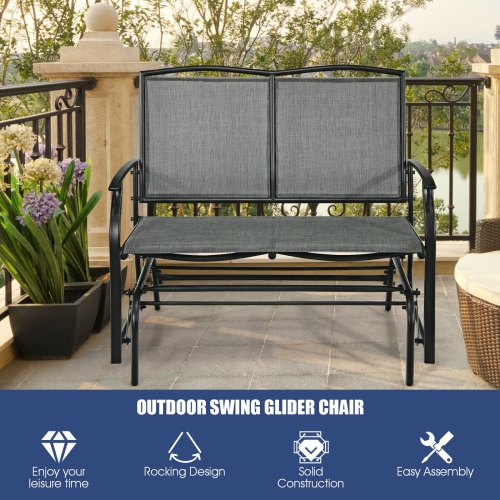 Iron Patio Rocking Chair for Outdoor Backyard and Lawn-Gray