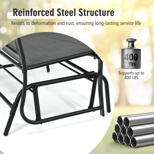 Iron Patio Rocking Chair for Outdoor Backyard and Lawn-Gray