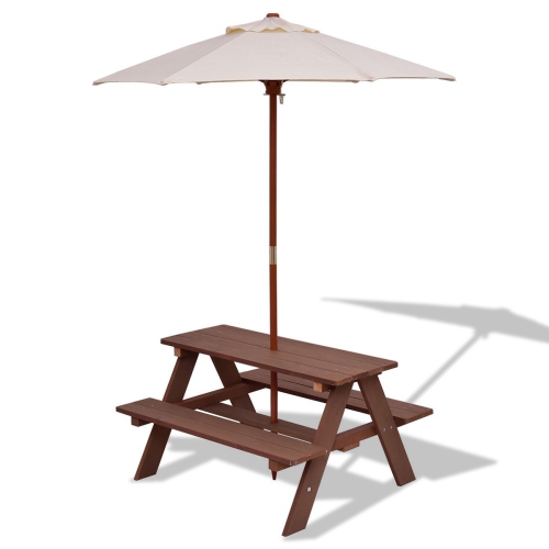Outdoor 4-Seat Kid's Picnic Table Bench with Umbrella