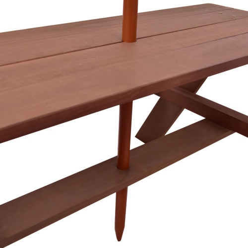 Outdoor 4-Seat Kid's Picnic Table Bench with Umbrella