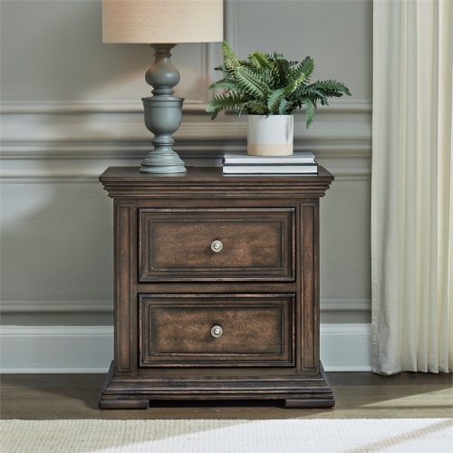 Big Valley Light Brown 2 Drawer Night Stand w/ Charging Station
