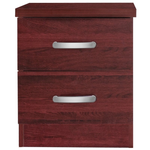 Better Home Products Cindy Faux Wood 2 Drawer Nightstand in Mahogany