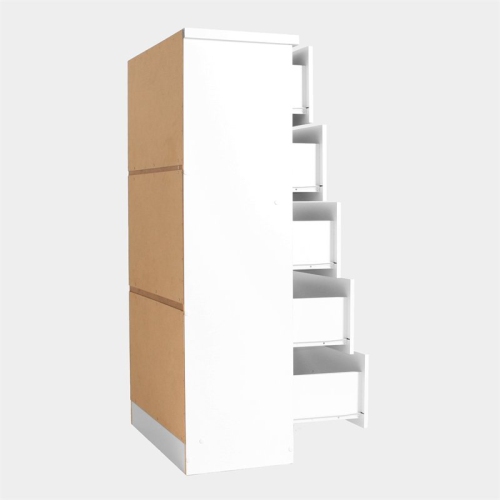 Better Home Products Olivia Wooden Tall 5 Drawer Chest Bedroom Dresser in White