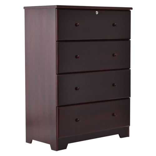 BETTER HOME PRODUCTS  Isabela Solid Pine Wood 4 Drawer Chest Dresser In In Mahogany