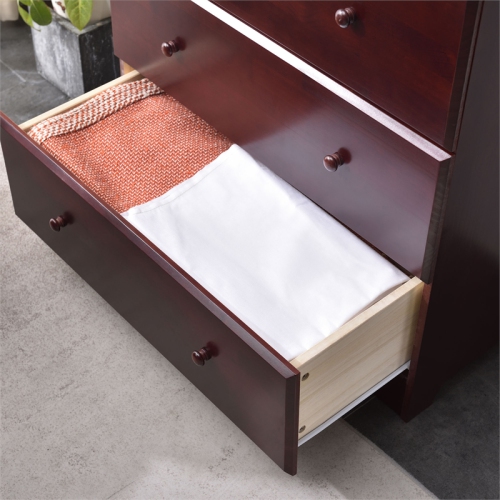 Better Home Products Isabela Solid Pine Wood 4 Drawer Chest Dresser in Mahogany