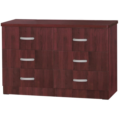 Better Home Products Megan Wooden 6 Drawer Double Dresser in Mahogany