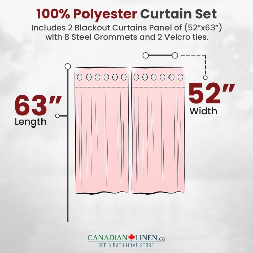 Canadian Linen Triple Weave Blackout Window Curtain, W 52" x L 63", 3 Layer Light Blocking 2 Panel No Noise Washable Polyester Ring Curtains, Red