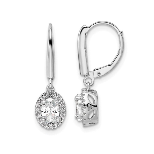 GEM AND HARMONY  1.19 Carat (Ctw) Lab-Grown Diamond Halo Leverback Earrings In 14K Gold In White