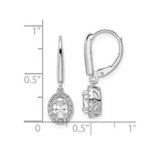 1.19 Carat Lab-Grown Diamond Halo Leverback Earrings in 14K White Gold