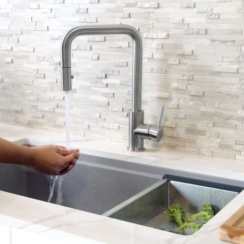 STYLISH Kitchen Sink Faucet Single Handle Pull Down Dual Mode Stainless Steel Brushed finish K-148S