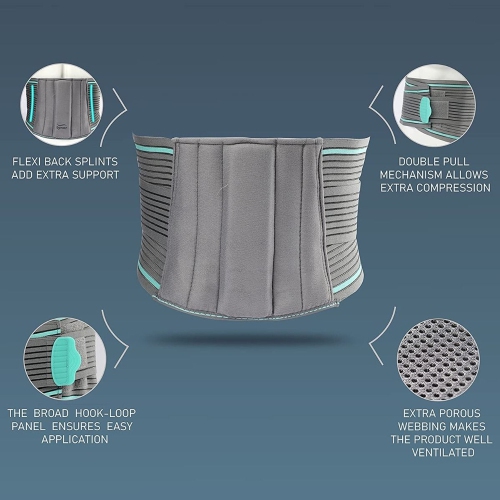 Breathable Waist Lumbar Lower Back Support Belt With Dual Adjustable Straps