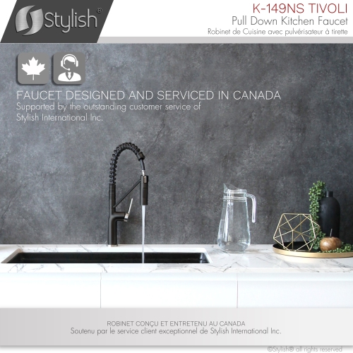 STYLISH Stainless Steel Single Handle Pull Down Sprayer Kitchen Faucet in Matte Black/Brushed Finish K-149NS
