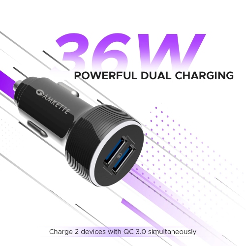 2 Port USB Chargeur rapide pour l'auto Quick Charge 3,0 Multi Protection Recharge dans l'auto