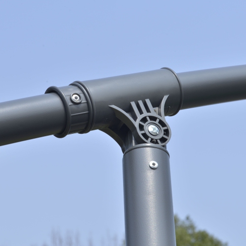 Outsunny 10ft Offset Patio Umbrella with Base, Garden Hanging Parasol with Crank, Banana Cantilever Umbrella Sun Shade, Green