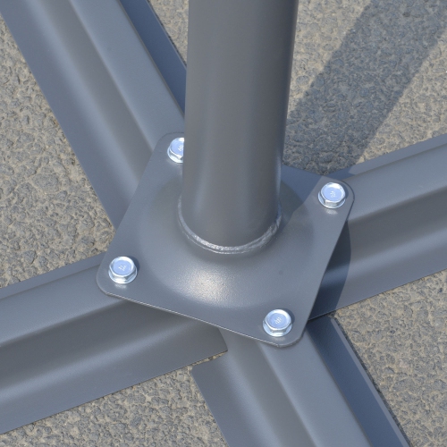 Outsunny 10ft Offset Patio Umbrella with Base, Garden Hanging Parasol with Crank, Banana Cantilever Umbrella Sun Shade, Green