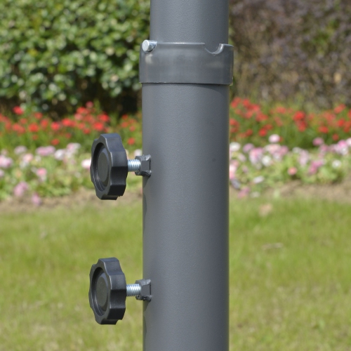 Outsunny 10ft Offset Patio Umbrella with Base, Garden Hanging Parasol with Crank, Banana Cantilever Umbrella Sun Shade, Green