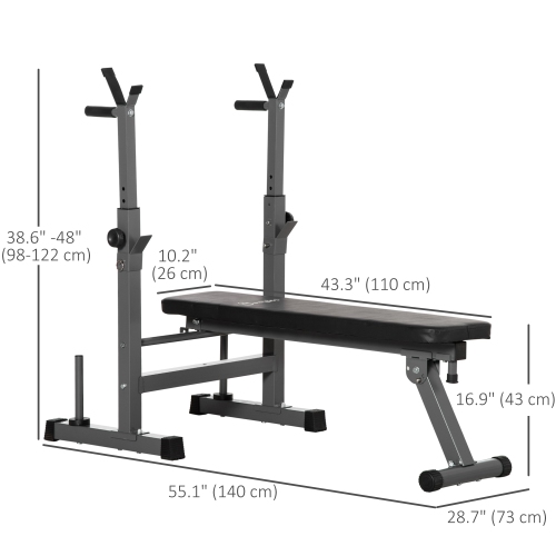 Banc de musculation réglable Soozier, banc de musculation pliable avec support à haltère et station d'accueil pour gymnase à domicile, banc