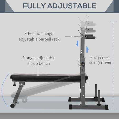 Banc de musculation réglable Soozier, banc de musculation pliable avec support à haltère et station d'accueil pour gymnase à domicile, banc