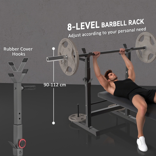 Banc de musculation réglable Soozier, banc de musculation pliable avec support à haltère et station d'accueil pour gymnase à domicile, banc