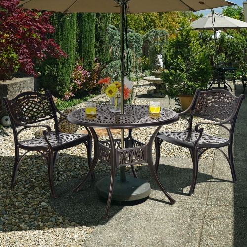 Costway 4PCS Patio Dining Bistro Chair All Weather Cast Aluminum Armrest Garden