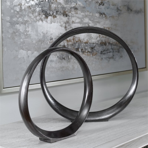 Uttermost Orbits Contemporary Aluminum Ring Sculptures in Nickel