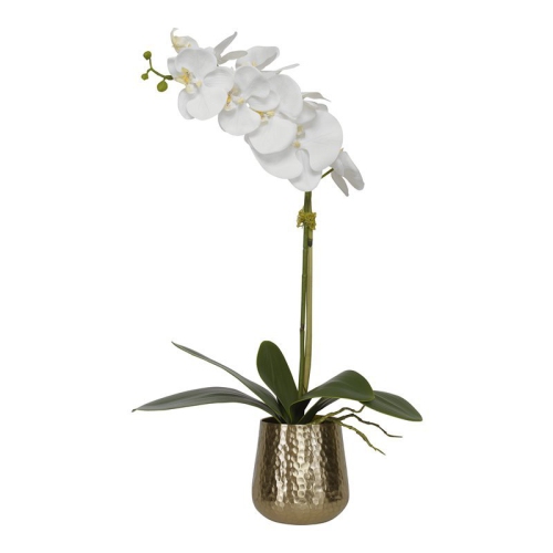 UTTERMOST  Cami Metal Orchid With Brass Pot And Reindeer Moss In White/brass