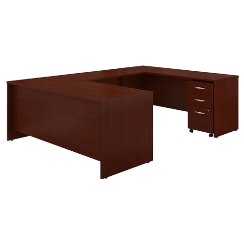 BBF  Series C 72"w U-Shaped Desk With Mobile File Cabinet In Mahogany-Engineered Wood