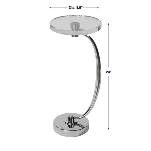 Uttermost Waveney Iron Metal and Crystal Drink Table in Polished Nickel