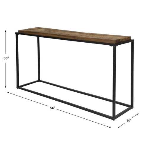 Uttermost Holston Salvaged Wood and Iron Console Table in Oak