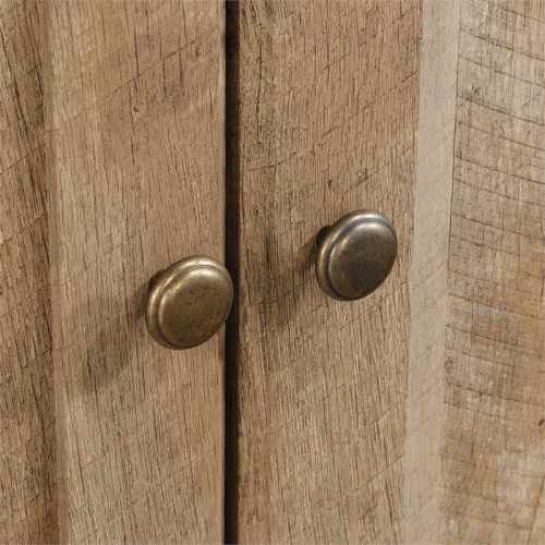 Pemberly Row Storage 3-Shelf 2-Door Tall Wood Bookcase in Oak