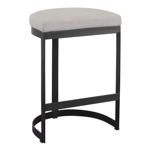 Uttermost Ivanna 26" Metal and Fabric Counter Stool in Matte Black
