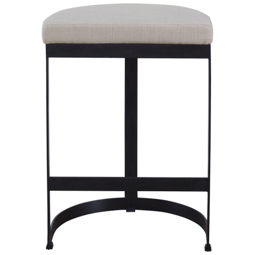 Uttermost Ivanna 26" Metal and Fabric Counter Stool in Matte Black