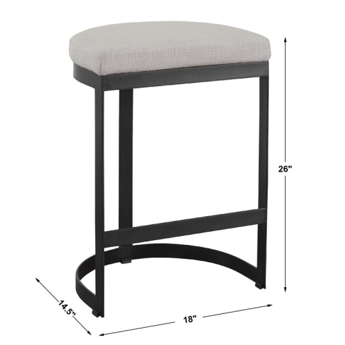 Uttermost Ivanna 26" Metal and Fabric Counter Stool in Matte Black