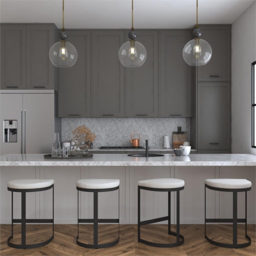 Uttermost Ivanna 26" Metal and Fabric Counter Stool in Matte Black