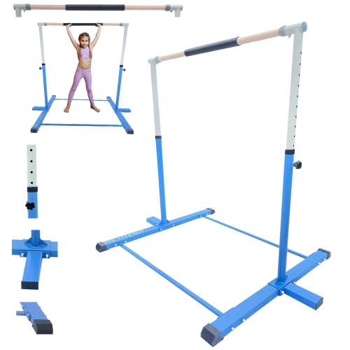 GymPro Kids Expandable Gymnastics Bar Height Adjustable 3 to 5 FT with Gloves, Gymnastic Training Junior Bar with Padded Handrail, Professional