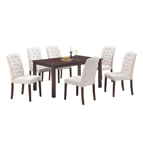 Ingrid 7Pc Solid Wood Dining Set - Beige