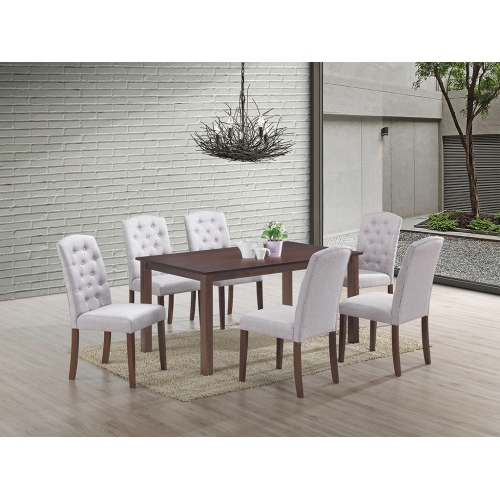 QUEENSONS  Ingrid 7PC Solid Wood Dining Set (60" X 36") - Light In Ontario In Grey