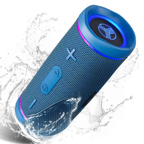 TREBLAB HD77 Blue Portable Bluetooth Speaker - Powerful 360° Sound, 30W Audio with Impactful Bass, 20H Battery, IPX7 Waterproof, TWS Stereo