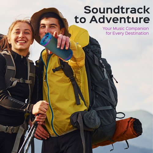 TREBLAB HD77 Blue Portable Bluetooth Speaker - Powerful 360° Sound, 30W Audio with Impactful Bass, 20H Battery, IPX7 Waterproof, TWS Stereo