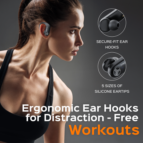 TREBLAB X3 Pro - True Wireless Earbuds with Earhooks - 145H Battery Life, Bluetooth 5.0, IPX5 Waterproof Earbuds - TWS Bluetooth Headphones with