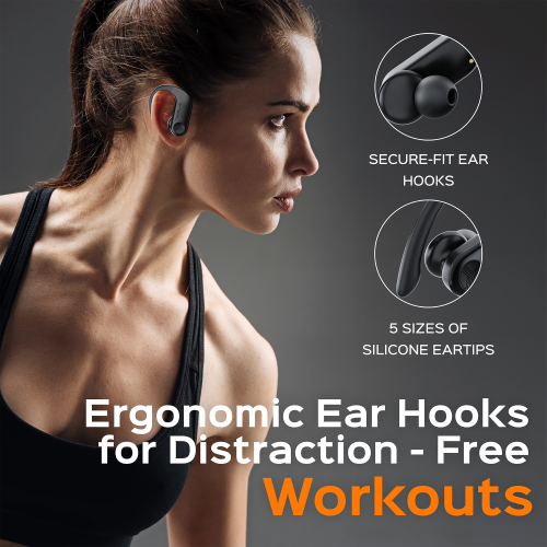 TREBLAB X3 Pro - True Wireless Earbuds with Earhooks - 145H Battery Life, Bluetooth 5.0, IPX5 Waterproof Earbuds - TWS Bluetooth Headphones with