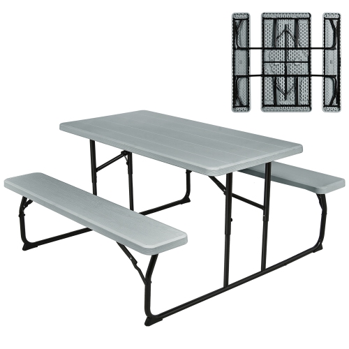 COSTWAY  Foldable Picnic Table Bench Set Outdoor Camping for Patio & Backyard