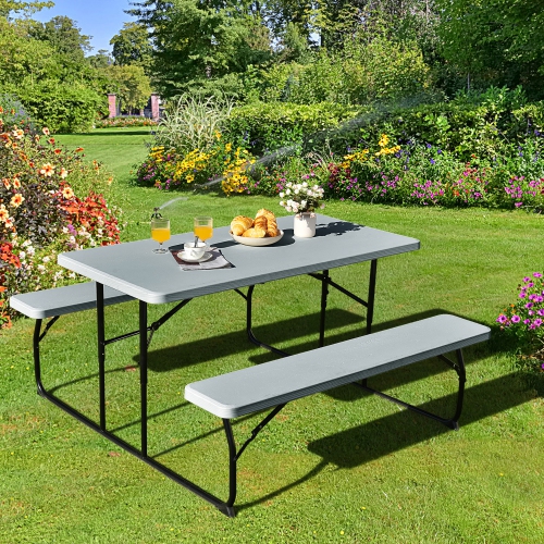 Costway Foldable Picnic Table Bench Set Outdoor Camping for Patio & Backyard