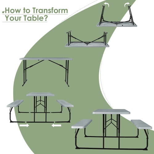Costway Foldable Picnic Table Bench Set Outdoor Camping for Patio & Backyard