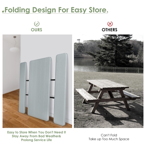 Costway Foldable Picnic Table Bench Set Outdoor Camping for Patio & Backyard