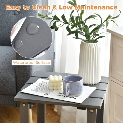 Costway 2PCS Patio Adirondack Chair Side Table Set Solid Wood Garden Deck Grey