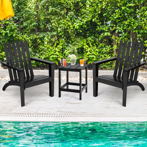Costway 2PCS Patio Adirondack Chair Side Table Set Solid Wood Garden Deck Black